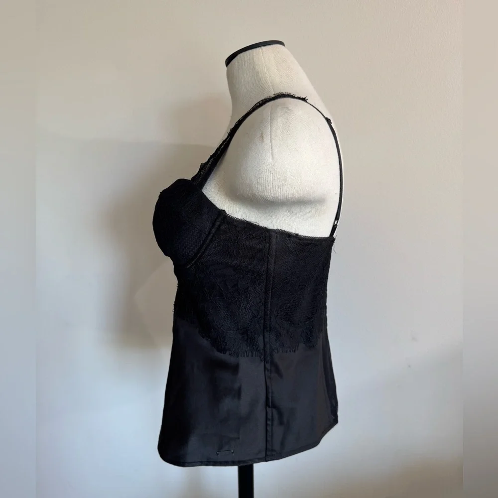 GUESS Black Lace Corset Bra Bralette Bustier Top Cami Straps Large NWOT - Picture 5 of 5